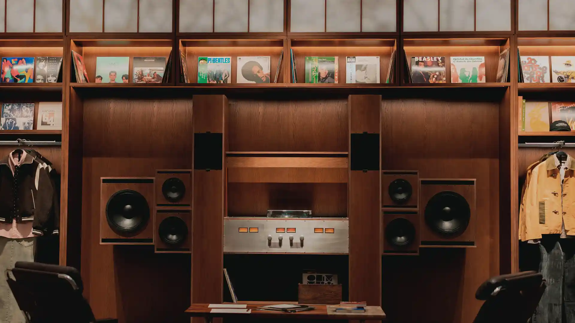 Listening Room at Zara Man Osaka with integrated audio system and warm atmosphere