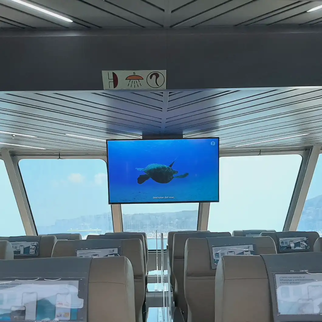 Audio speakers integrated throughout the ferry providing ambient sound and communication alerts.
