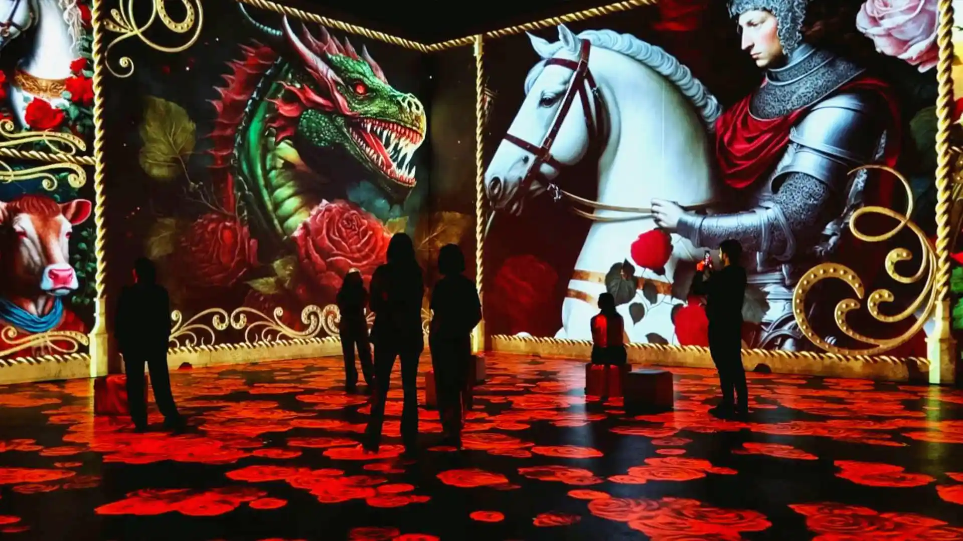 La sala storica di Casa Amatller è stata adattata per ospitare la tecnologia di proiezione digitale