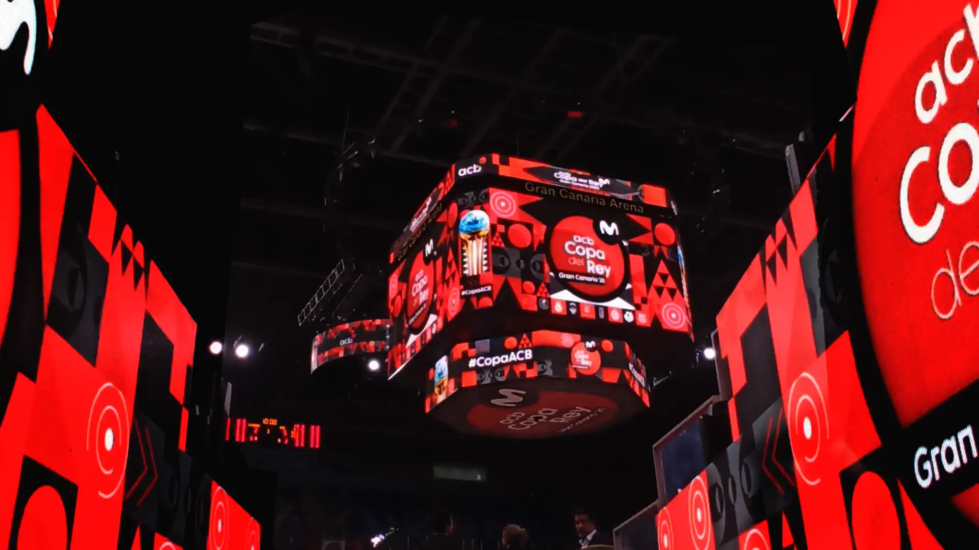 Overview of Copa del Rey 2025 arena showing audiovisual installations by TRISON