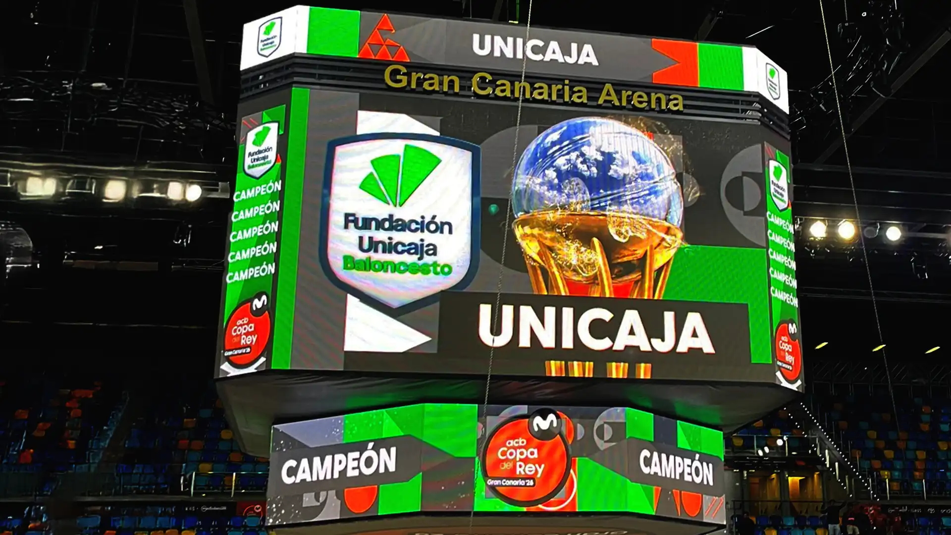Screen displaying audiovisual content at Copa del Rey 2025