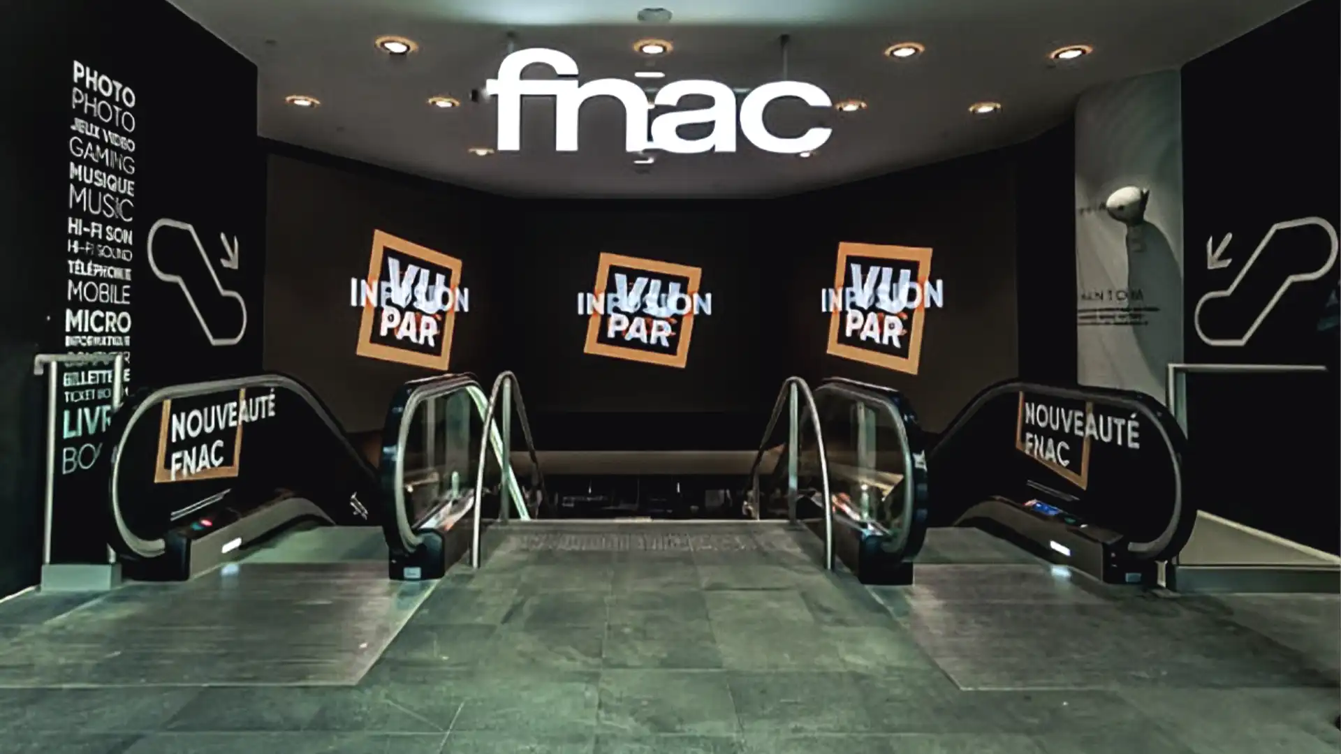 Dynamische Digital Signage-Inhalte, die bei Fnac Paris angezeigt werden und auf die Umgebung des jeweiligen Geschäfts zugeschnitten sind