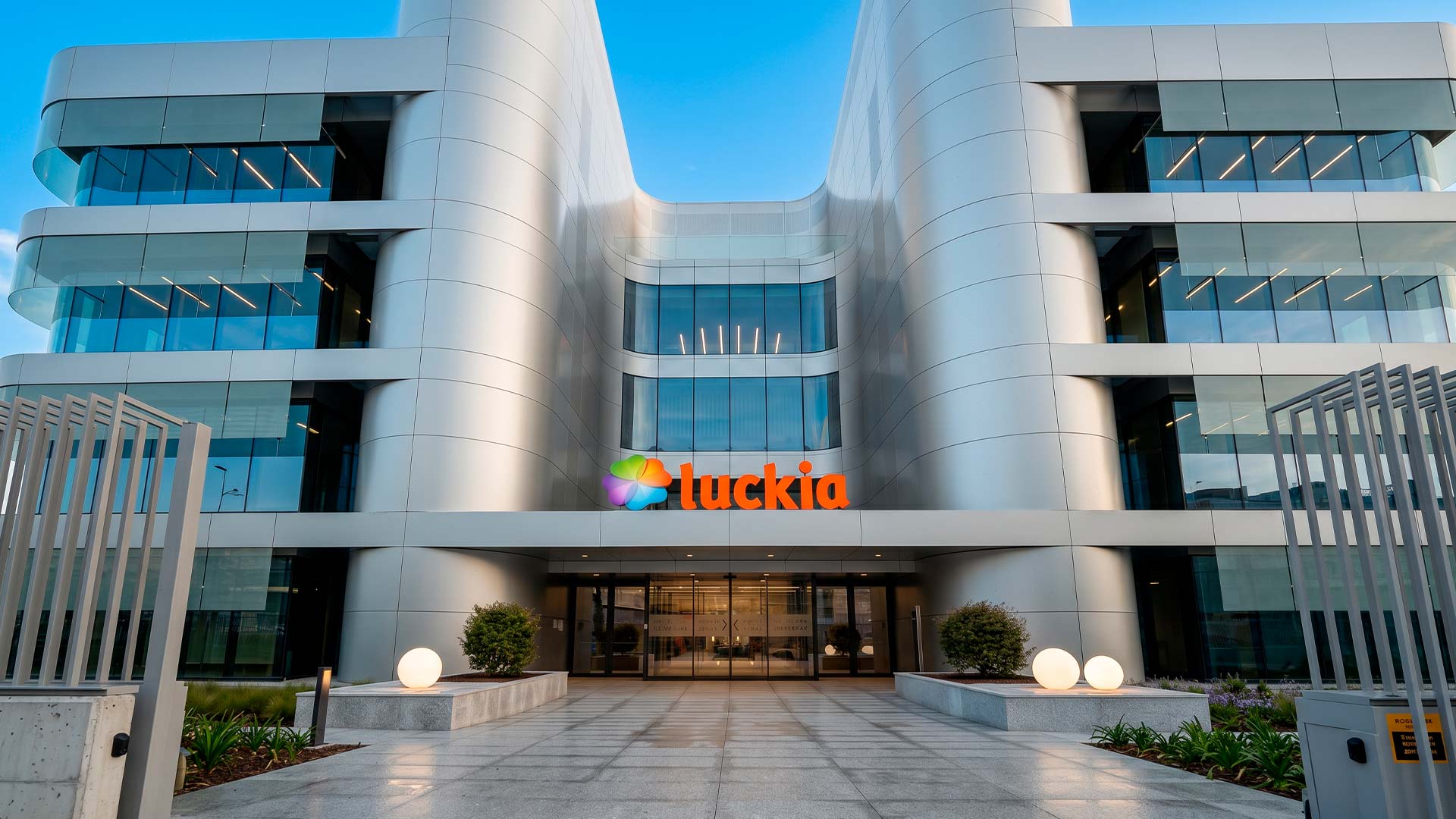 Außenansicht der Unternehmenszentrale von Luckia in A Coruña, das erste LEED-Platin-zertifizierte Gebäude in Galicien
