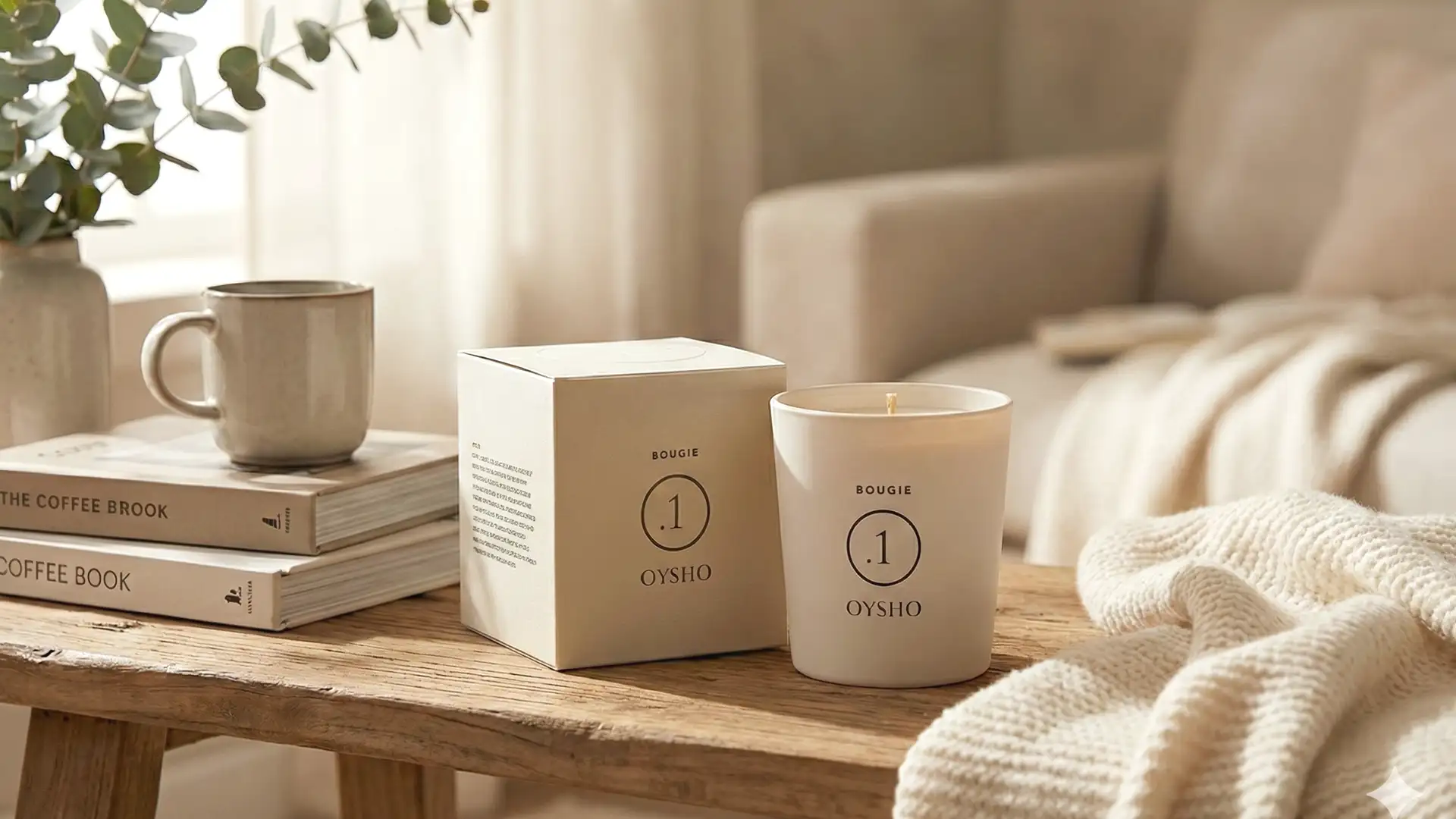 L'emballage des parfums et des cosmétiques Oysho s'aligne sur l'esthétique minimaliste et naturelle de la marque.