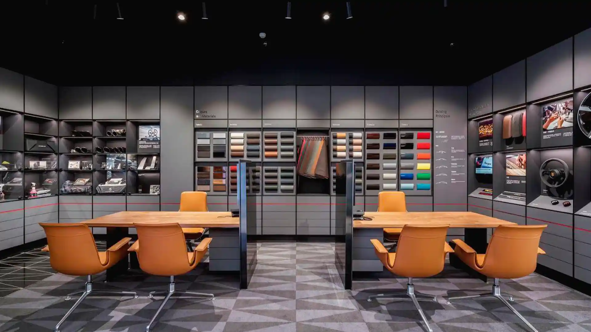 Interior de un concesionario Porsche antes de su transformación digital completa.