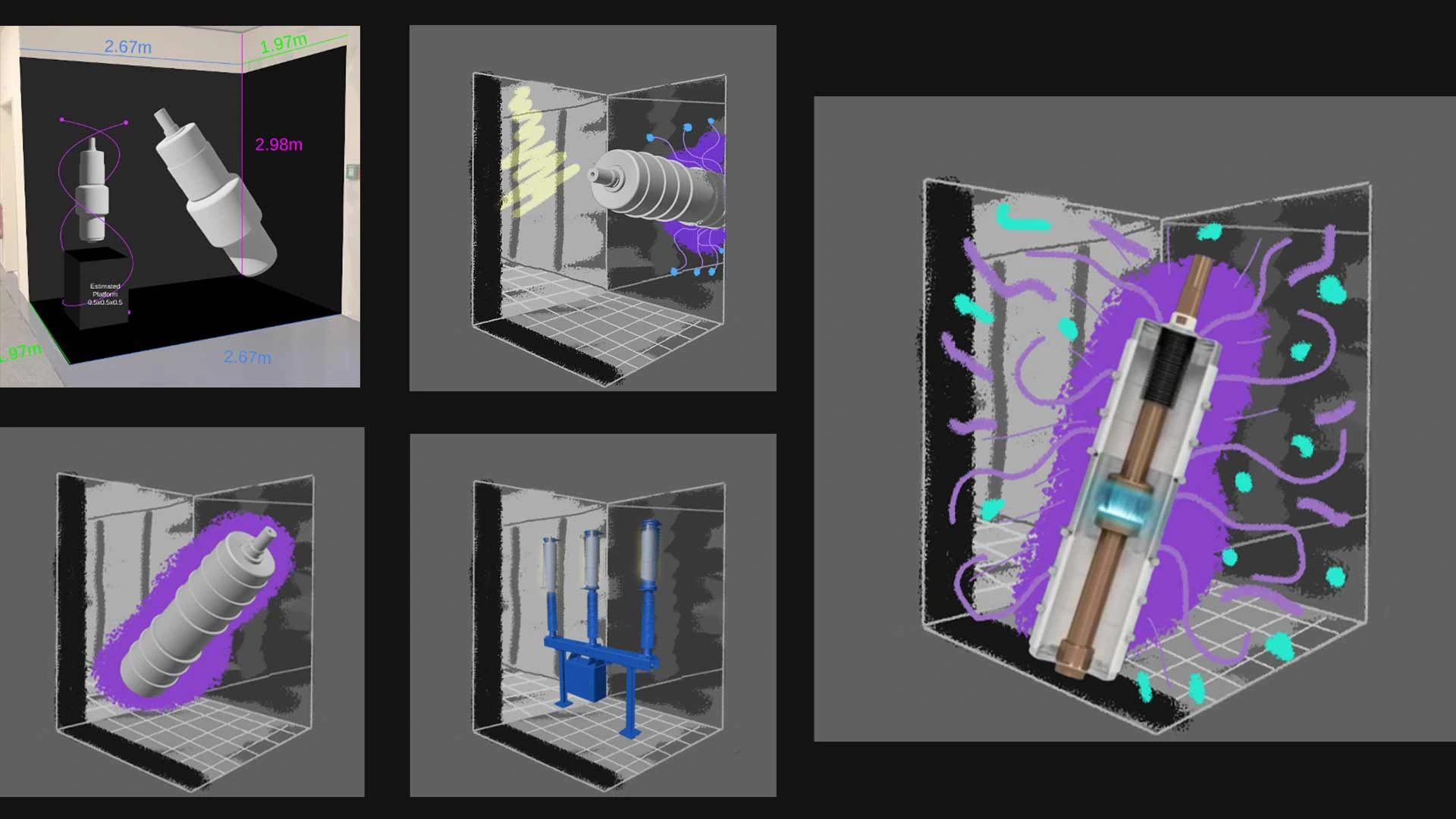 Installazioni audiovisive presso lo stabilimento Siemens Energy di Berlino che trasformano processi complessi in uno storytelling semplificato e di grande impatto visivo.