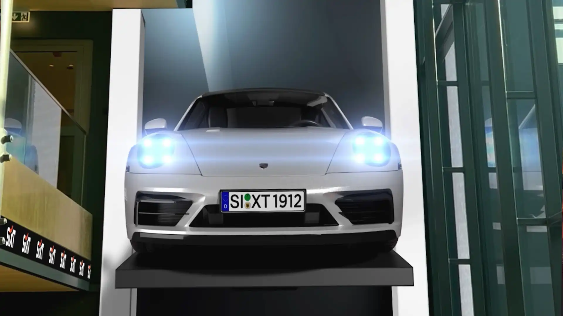 3D vehicle recreation displayed on LED screens at SIXT Pullach headquarters created by TRISON’s content team.