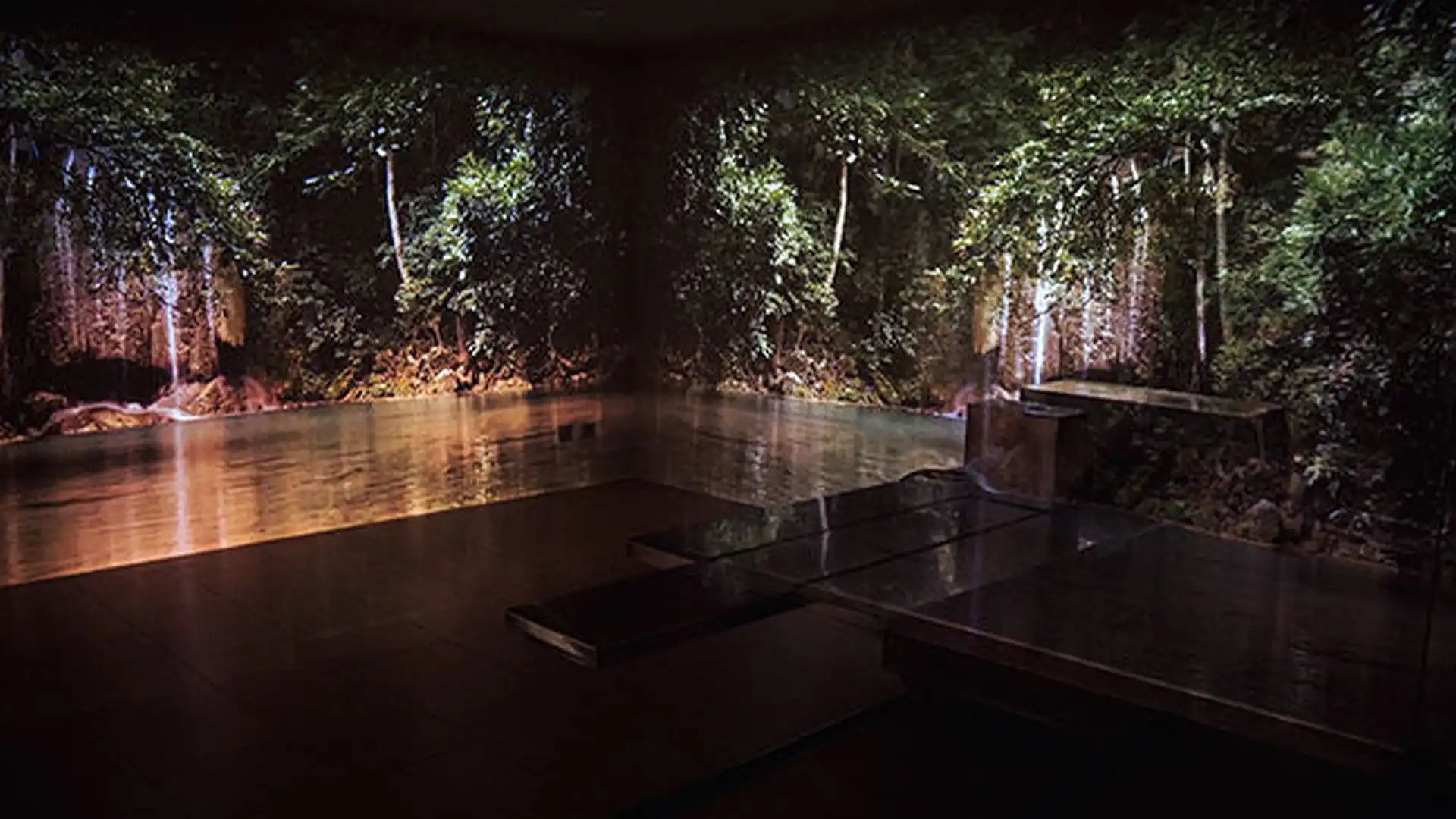 Proiezione visiva di scene naturali nella sala degli addii di Tanatorios Albia, creando un'atmosfera serena ed estetica grazie alla tecnologia emozionale applicata da TRISON.