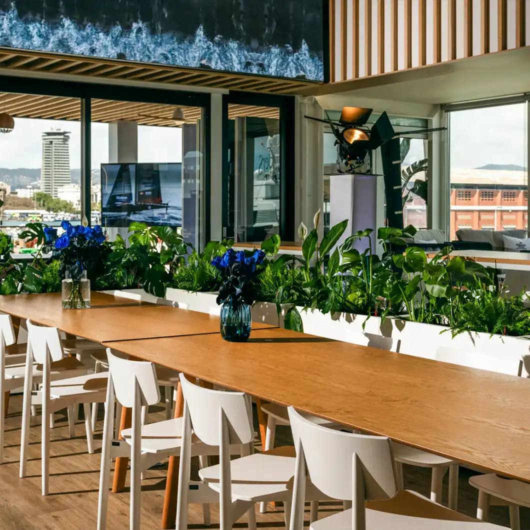 Immersive digital experience for visitors and sponsors at the American Magic Team Base by TRISON.